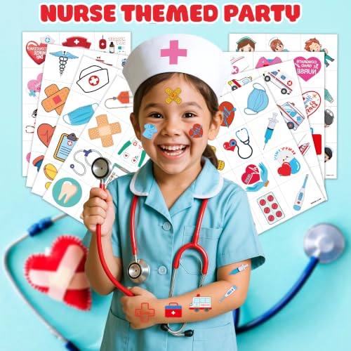 96 PCS Nurse Temporary Tattoos for Kids Party Favors