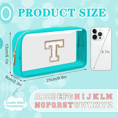 Personalized Initial Clear Makeup Bag, TSA-Approved Travel Toiletry Pouch