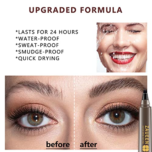 Tattoo Eyebrow Pen, Microblading Fork Tip Brow Pencil, Waterproof, Smudge-Proof, 48 Hours Long Lasting, Natural Looking (BLACK BROWN)