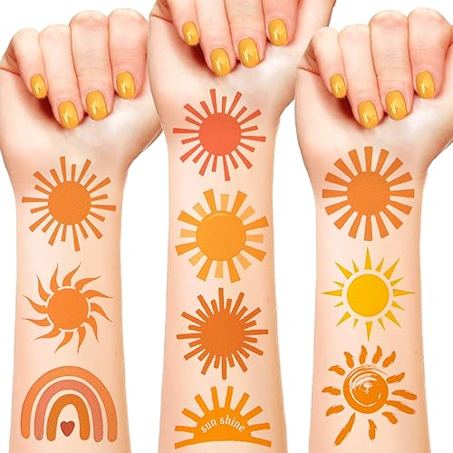 Sun Temporary Tattoos Party Favors - 192 PCS (16 Sheets)