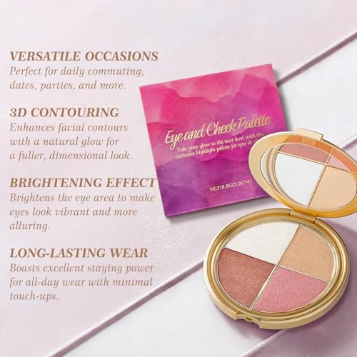 4-in-1 Eye & Cheek Palette - Blush, Highlighter, Contour & Eyeshadow