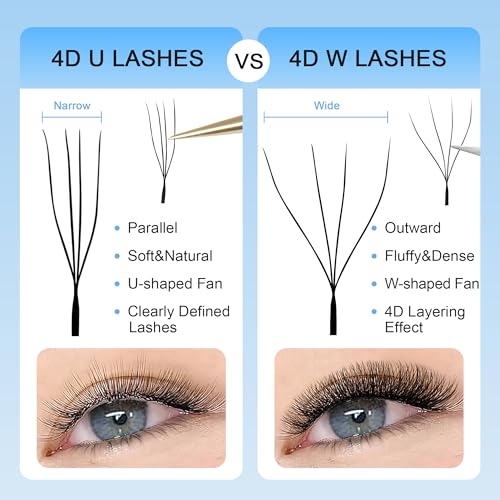 4D U Eyelash Extensions 0.07D 9-13mm Mix Professional Salon
