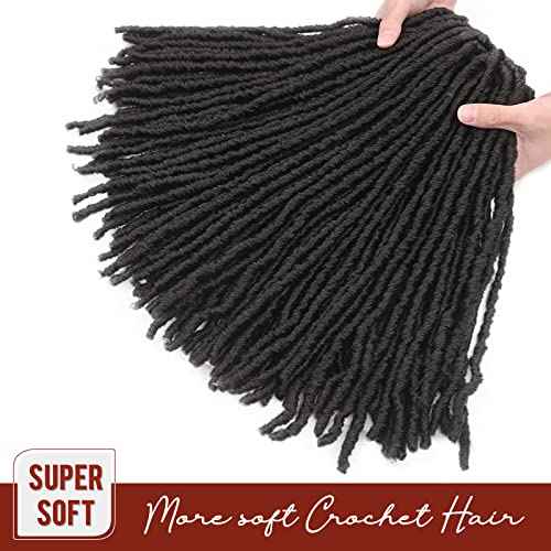 WIGNEE 120 Strands Faux Locs 12 Inches Short Pre-Looped Soft Dreadlock Crochet Hair 6 Packs Pre-Twisted for Black Women (12 Inch, 1B)