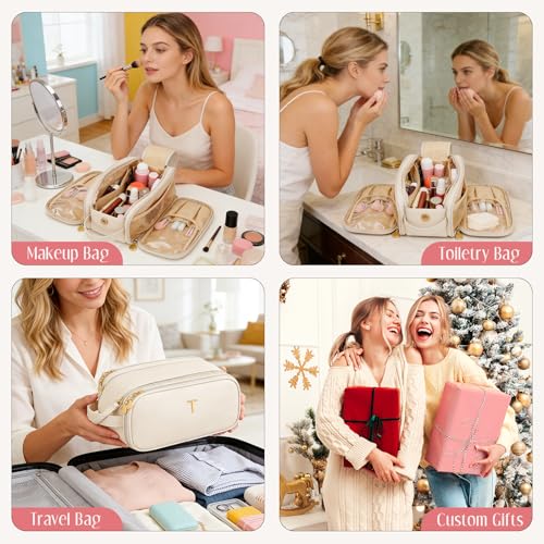 Personalized Travel Makeup Bag for Women & Teen Girls - Large Waterproof Organizer