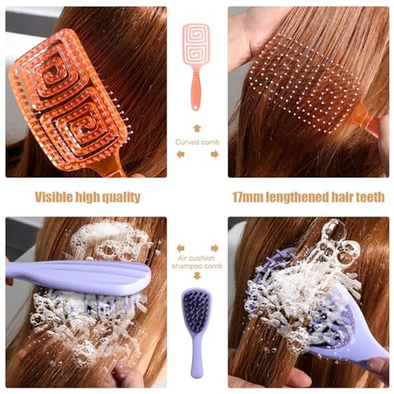 3-Piece Detangling Hair Brush Set with Scalp Massager