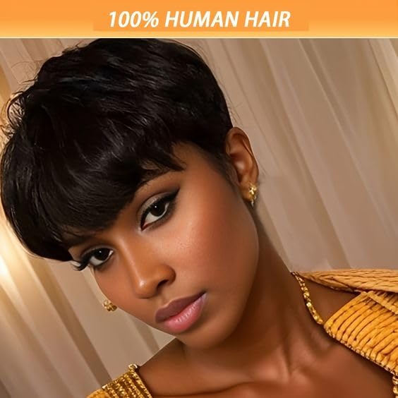 100% Virgin Human Hair Pixie Cut Wig - Short Layered