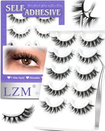 Self Adhesive Eyelashes, No Glue Eyelashes Press On Lashes Half 14mm