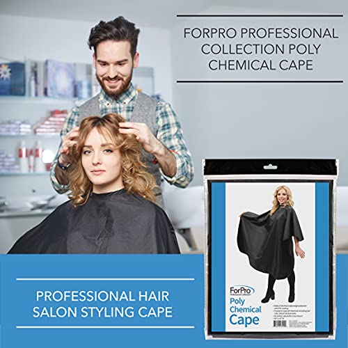 ForPro Professional Poly Chemical Cape 58" Black Salon Styling
