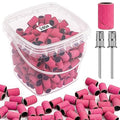 Rolybag 240 Grit Pink Nail Sanding Bands for Drill - 200Pcs with 2 Drill Bits - Manicure & Pedicure