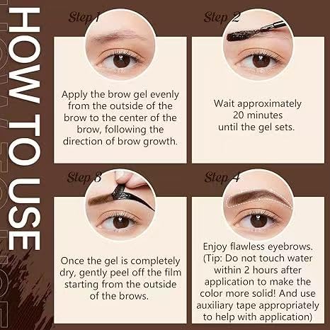 Peel Off Eyebrow Tint Gel - Waterproof 3 Day Brow Dye (2Pcs)