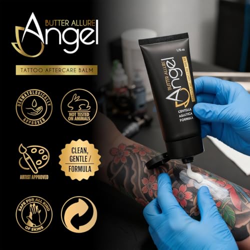 Angel Butter Allure Premium Tattoo Aftercare Cream. Dragon Blood, Centella Asiatica, Aloe Vera and Panthenol. Soothing Hydrating Tattoo Balm for Skin Repair, Moisturizing Aftercare Ointment, 1.75 oz
