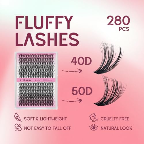 Lash Clusters Kit 280pcs 9-16mm Volume Hybrid Eyelashes
