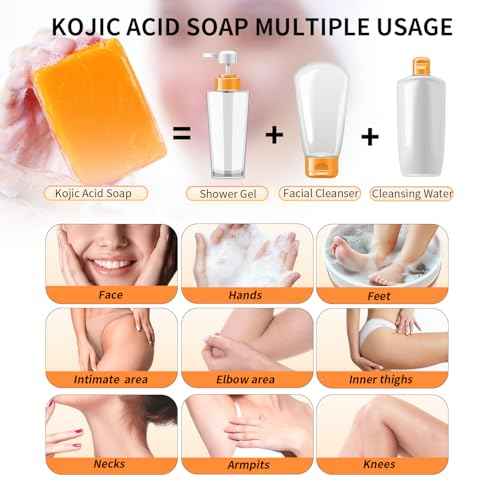 Kojic Acid Soap for Dark Spot Remover Bars with Turmeric, Vitamin C, Retinol, Collagen with Hyaluronic Acid, Vitamin E, Shea Butter, Castile Olive Oil - 3.52 OZ x 2 Bars