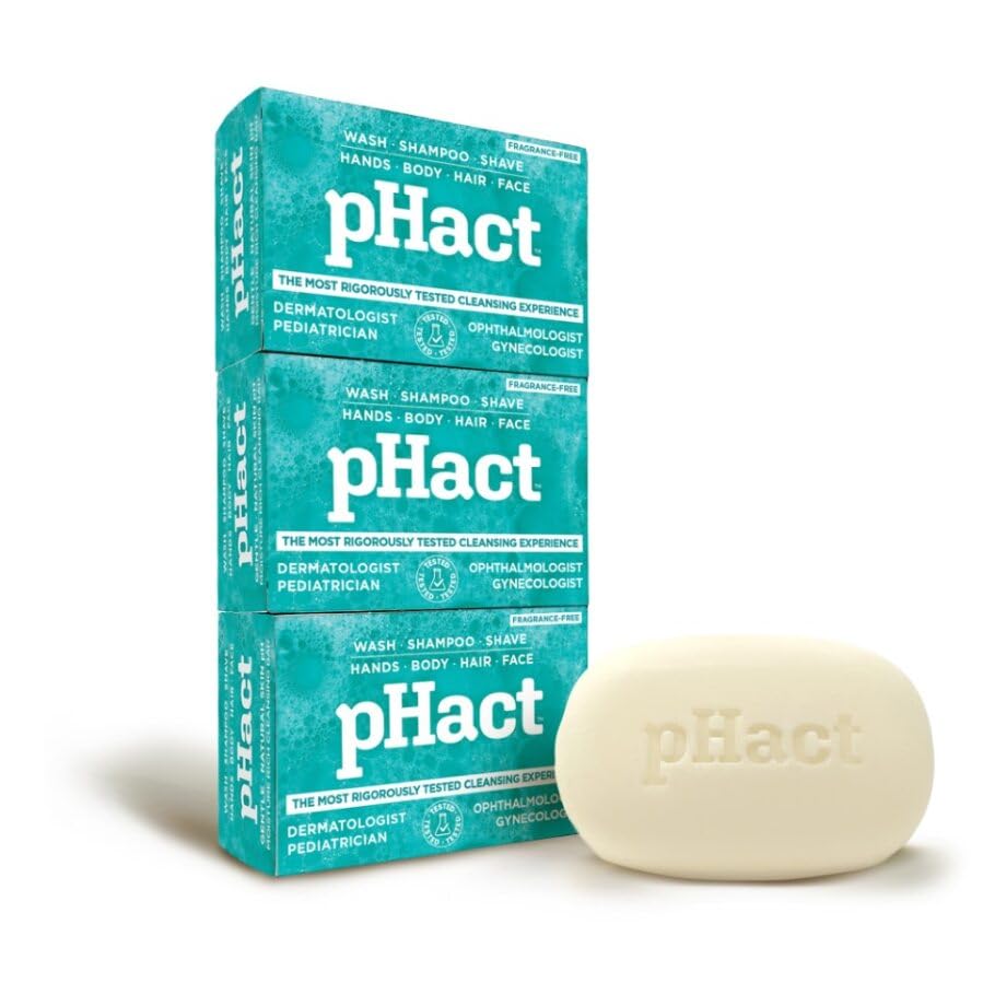 ANDREW LESSMAN pHact Moisture-Rich, Soap-Free Cleansing Bar. Natural Skin pH. Fragrance-Free. All Skin Types - Even Sensitive Skin. Hypoallergenic. Dermatologist Tested. 3-Pack 4.25 oz each