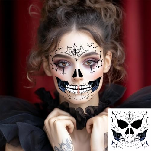 Halloween Scary Face Tattoos, 11 Sheets Waterproof Stickers
