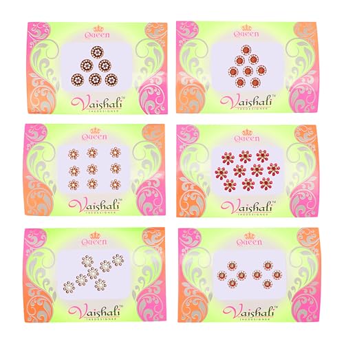 Crystal Bindi Pack of 6 - Self-Adhesive Rhinestone Forehead Jewels