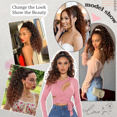 FREEMEIGE Drawstring Ponytail Extension 20" Curly Wavy for Black Women