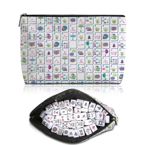 Purple American Mahjong Tile Bag - Canvas Case with Zipper