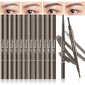 12 Pcs Eyebrow Pencils 2 in 1 Tip-and-Brush Eyebrow Pencil with Retractable and Waterproof Eyebrow Pencil for Women and Beginners (Dark Brown)