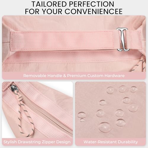 HauteHues Pink Makeup Bag - Travel Toiletry Organizer, 10x5.9x4.9in