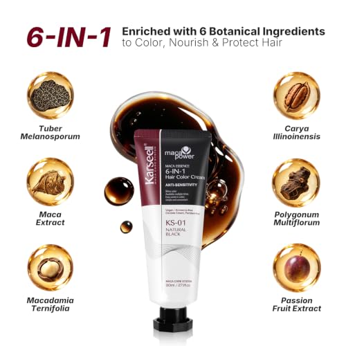 Karseell Ammonia-Free Black Hair Dye with Comb Applicator - 80ml