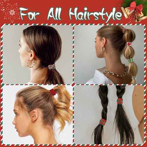 20 Pcs Christmas Hair Ties Elastic Boho Hair Tie Bracelets for Women Non Damage Hair Bands for Thick Thin Hair Cute Braided Hair Ties for Ponytail Holders Christmas Gifts