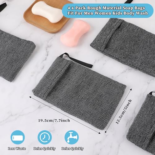 Tucnoeu 4pcs Soap Saver Bag,Soap Pouch,Soap Bags for Soap Bars,Mesh Exfoliating Soap Bag Foaming Bar Soap Pouches for Use in Baths or Showers