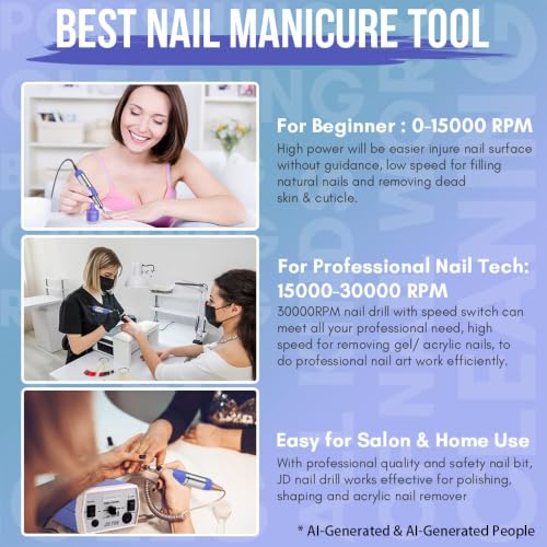 Makartt Electric Nail Drill JD700 for Acrylic Nails - 30000RPM