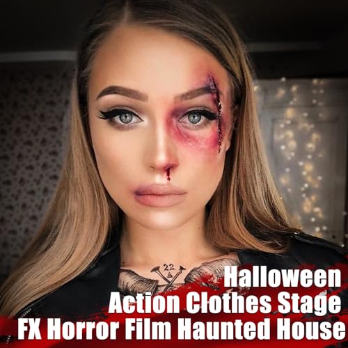 Fake Blood Scar Wax SFX Makeup Kit, Professional Special Effects Set with Scar Wax & Coagulated Blood Scab Gel for Realistic Zombie, Vampire & Monster Wounds, Halloween Cosmetic