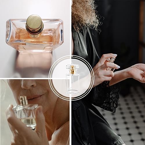 Glass Perfume Bottle Empty Refillable 8Pack Clear Travel Perfume Spray Atomizer Bottle 30ml Perfume Fine Mist Spray Perfume Bottle Atomizer Container with Sprayer Applicator (Clear Square 30ml 24PCS)