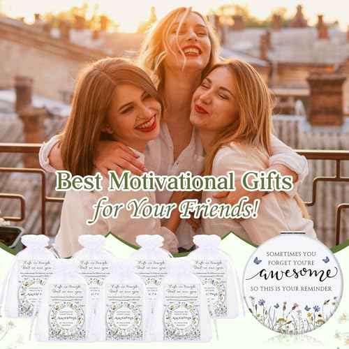 Geetery 24 Sets Christmas Inspirational Compact Mirror Gifts for Women Bulk Reminder Sisterhood Double Sided Folding Thank You Gifts for Employee Coworker Volunteer Team Worker Staff (Wildflower)