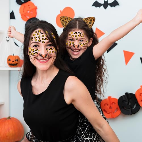 Glitter Leopard Face Tattoos - Cheetah Costume Stickers
