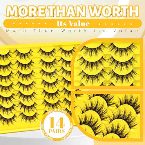 Veleasha Wispy Manga False Eyelashes - Spiky 3D Eye Enhancers, 14 Pairs