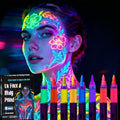Glynisyz 8 pcs UV Neon Face & Body Paint Set with Brushes for Halloween & Parties
