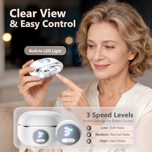Electric Nail Clippers, 2 in1 Smart Toenail Clippers with File&Nail