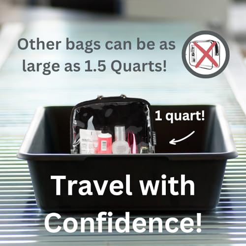 BORSALI Quart Size Bag TSA-Approved for Carry On Travel - One (1) Quart Clear Toiletires, Cosmetic and 3-1-1 Liquids Toiletry Bag - 4 Pack