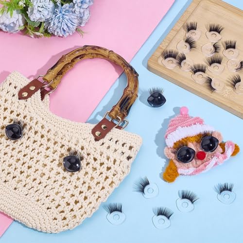 PH PandaHall 24pcs Clear Plastic Safety Eyelashes 1 inch Craft Doll Eyelashes Safety Eyes with Lashes for Amigurumi Crochet Stuffed Animals Christmas Halloween Craft Decoration DIY Craft