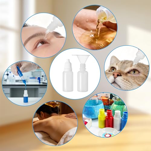 15ml Refillable Plastic Dropper Bottles Set with Funnel - Leak-Proof Travel Containers for Eye & Personal Care