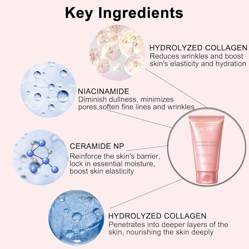 GDS. AUVIE Collagen Night Wrapping Mask (2.54 fl oz), auvie Peel-off Night Mask With Applicator, Deeply Nourish &Moisturize & Firm Skin,the Ideal Gifts for Women and Teen Girls (1pc)