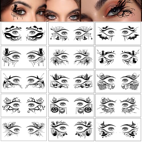 20 Pairs Halloween Eye Tattoo Stickers - Eyeliner Decals