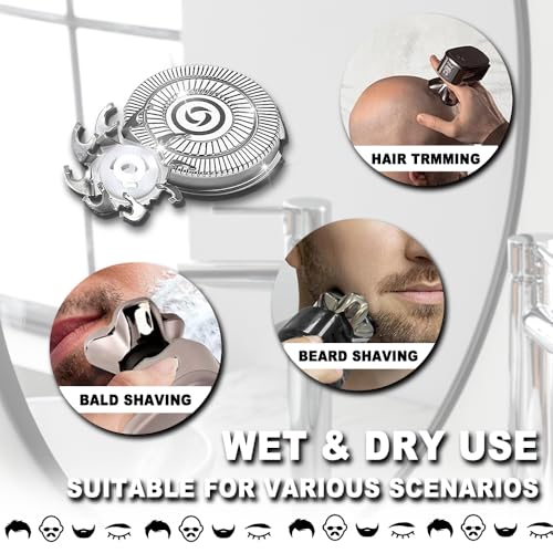 8 PACKS Head Shaver Replacement Heads Compatible with Skull Shaver Pitbull Gold PRO, Pitbull Silver PRO, Palm, Pitbull Platinum PRO, Sk-ull Shaver Pitbull Gold PRO Shaver Replacement Blade