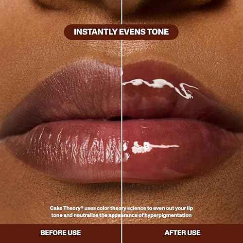 POUND CAKE Cake Theory: Lip Tone Equalizing Oil | For Balanced Lip Color | Hydrating and High-Shine Blurring Lip Oil with Purple Brown Tint | Clean, Vegan, and Moisturizing Formula ? 0.23 oz, Browning