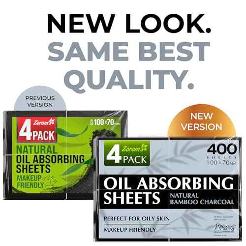Natural Oil Blotting Sheets for Face with Bamboo Charcoal - 4pk/400 Makeup Friendly Oil Absorbing Sheets for Face - Blotting Papers for Oily Skin