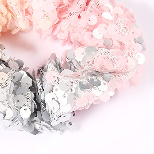 3Pcs Shiny Sequin Hair Scrunchies Hairbands, Women Elastic Glitter Fashion Scrunchie Hair Ties Ropes Hair Bands Headwear Ponytail Holders Bun Cover Hair Accessories for Gym Dance Party Club, A