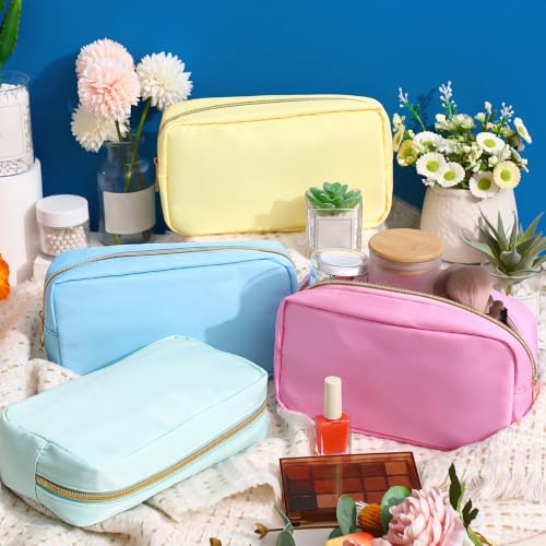 Preppy Makeup Bags Set of 4 Chenille Letter Nylon Pouches