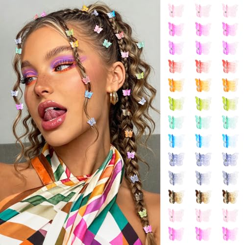 Mini Butterfly Hair Clips, 50pc Assorted Colors