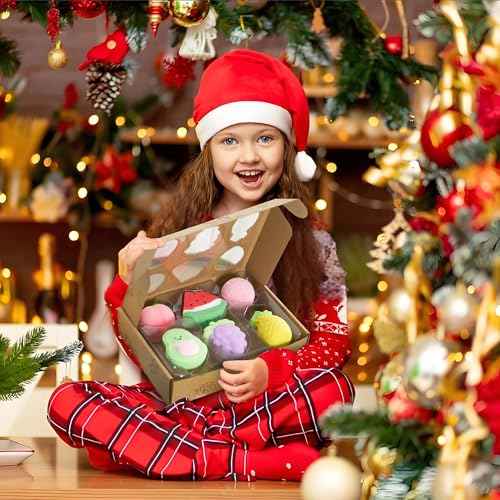 Fruit-Shaped Bath Bombs for Kids & Teens with Surprise Toy Scented - XL Gift Set of 6 Individually Wrapped- Fun Christmas Gift & Stocking Stuffer for Girls and Boys