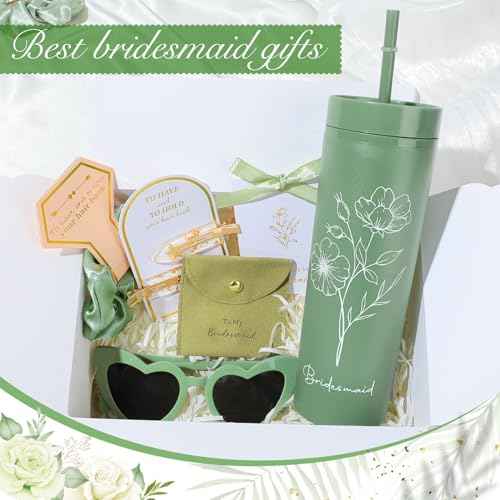 42 Pcs Bridesmaid Proposal Gifts Set Bridal Shower Gifts Include Bride Sunglasses Will You Be My Bridesmaid Cards Hair Bands Jewelry Bags Hair Clips Water Bottles Bridal Shower Box