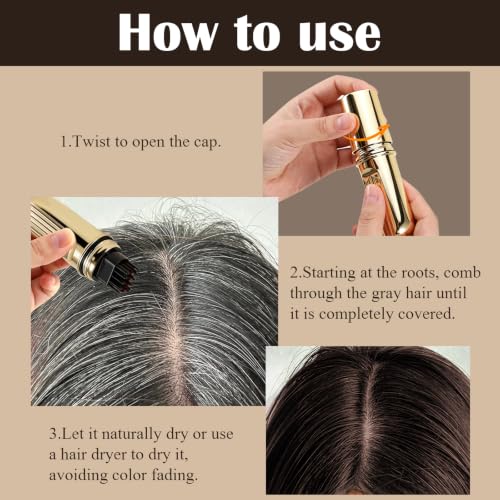 Instant Hair Color Comb - Gray Coverage Stick for Men & Women