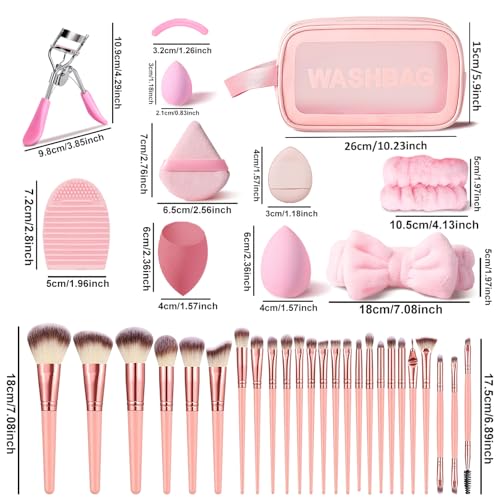 HGHDBT 61Pcs Pink Makeup Brushes Set Professional Makeup Kit Multi-functional Makeup Tool Set with Case Facial Makeup Accessories, Foundation Makeup Brush Kit Eye and Face Make up Brushes & Tools